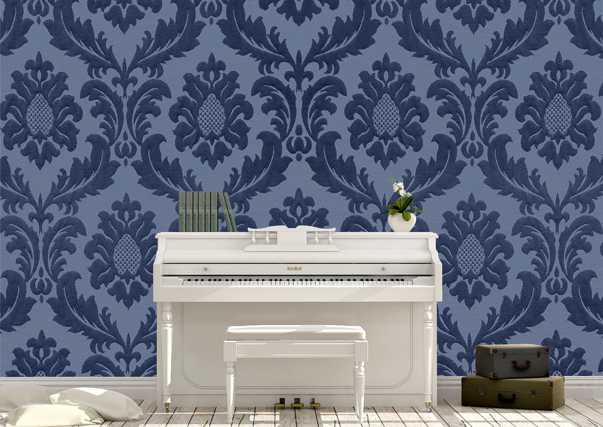 Transform any room into an elegant oasis with this DARK BLUE CLASSIC PATTERN WALL MURAL. Its classic pattern and dark blue hue provide a sophisticated look that will captivate any audience. This wallcovering is offered in two types: traditional non-pasted and self-adhesive repositionable with a textured finish. Perfect for residential settings, it will bring an air of opulence to any space.