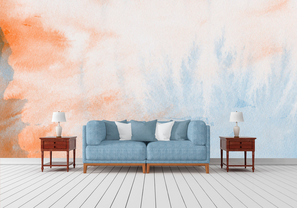 Experience the beauty of modern design with this luxurious Blue Tan Orange Wall Mural. Imbued with a trio of sophisticated hues, the abstract design injects a subtle yet statement-making touch of elegance into any wallcovering. Choose from self-adhesive, removable, or non-pasted options for the perfect fit for your space.   All Wallcoverings are designed and printed in-house on HP Wide Format Commercial printers with Eco-Friendly latex ink. The Wallcoverings we source are manufactured in the USA.