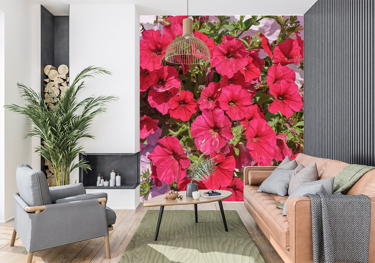 Brighten up your space with this colorful IMPATIENT FLOWER WALL MURAL! Bursting with red and pink blooms in full bloom, this self-adhesive wallcovering will grab attention and make an impact. And if you're feeling fickle, you can go ahead and reposition it - no problemo! There's also an unpasted option, so you don't have to rush into a decision. So go wild and give your walls the flower power they need!  