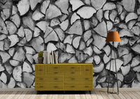 Bring a touch of rustic sophistication to any room in your home with this WOOD LOG B&W WALL MURAL. Featuring a strikingly symmetrical design with cut wood detailing, this elegant black and white mural also offers a textured finish to complete the look. Plus, you can choose between traditional unpasted or self-adhesive, repositionable wallcovering for residential and commercial uses.