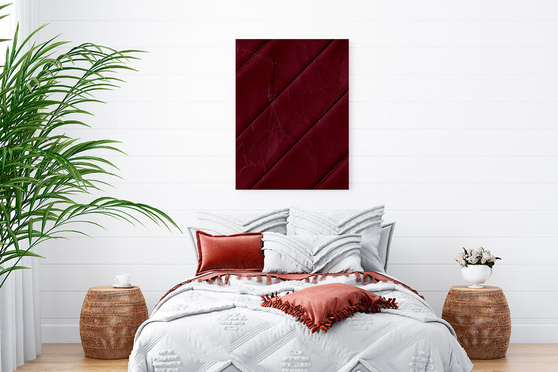 A simple design of burgundy panels in a diagonal.   NOTES:  Burgundy Panels Made to Order Designer: @Makkersmedia Canvas Wrap: Produced in-house. Printing by HP commercial wide-format printers. MATERIAL:  Aurora Expressions Poly/Cotton Canvas with Satin/Matte Finish  Base Color: White