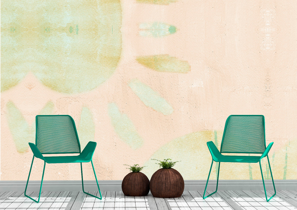 Bring a unique, abstract beauty to your walls with this PEACH GREEN ABSTRACT WURAL. Featuring a mix of green, peach, and various shapes printed on self-adhesive, removable or unpasted wallcovering materials, this mural is perfect for injecting personality into any room!  All Wallcoverings are designed and printed in-house on HP Wide Format Commercial printers with Eco-Friendly latex ink. The Wallcoverings we source are manufactured in the USA.