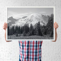 The Mt. Rainier experience is impressive. If in Washington State, a must-have visit if possible. Hopefully, this black and white image will bring you closer to that in-person visit. Printed as a 36x24 inch Canson Infinity Platine fine art matte paper. Each fine art print is made to order and printed on our HP Latex printers.  FINE ART PRINT DETAILS   image printed on commercial HP Fine Art printer. Canson Infinity Platine Fibre Rag paper  Matte Finish Designer: @makkersmedia